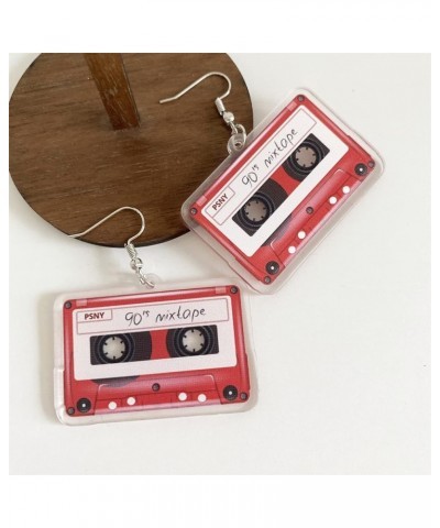 Unique Lightweight 70s 80s Vintage Cassette Tape Earrings Color Acrylic Retro Tape Dangle Earrings Funny Cute Drop Earrings f...