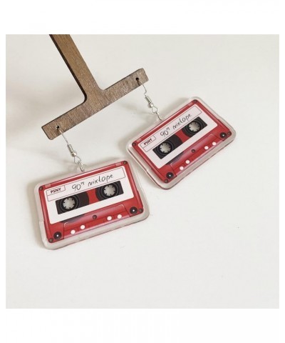 Unique Lightweight 70s 80s Vintage Cassette Tape Earrings Color Acrylic Retro Tape Dangle Earrings Funny Cute Drop Earrings f...