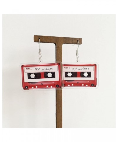 Unique Lightweight 70s 80s Vintage Cassette Tape Earrings Color Acrylic Retro Tape Dangle Earrings Funny Cute Drop Earrings f...