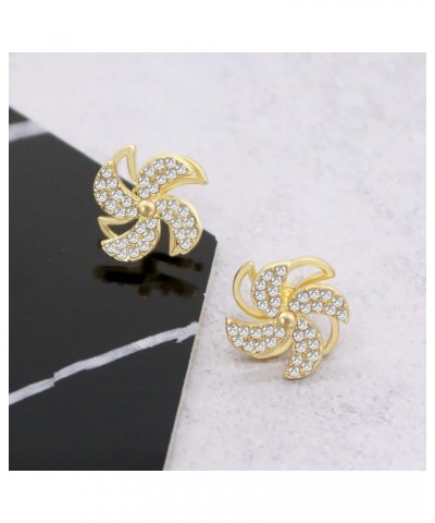 Retro Simple Crystal Pearl Stud Earring Classic Sparkly Gold Plated Three Rows Rhinestone Post Earrings Fashion Jewelry Gift ...