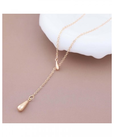 Boho Teardrop Lariat Necklace Gold Teardrop Y Necklace Long Y Drop Necklace Chain Metal Waterdrop Necklace Long Y Shape Neckl...