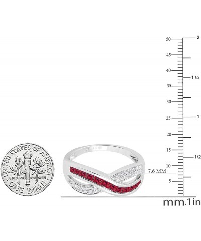 Princess Gemstone & Round White Diamond Ladies Wedding Band Anniversary Ring, 14K White Gold Ruby $175.38 Rings