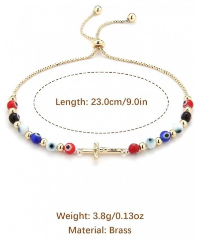 Evil Eye Bracelet for Women Girls 14K Gold Plated Virgin Mary Retro Red Eye Beads Luck Protection Stretch Bracelet Jewelry Gi...