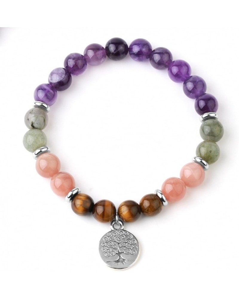 Tree of Life Charms 8 mm Crystal Bracelets Original Natural Stone Tiger Eye Labradorite Stress Healing Amethyst $10.93 Bracelets