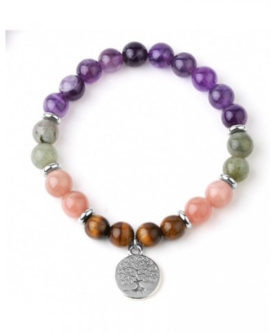 Tree of Life Charms 8 mm Crystal Bracelets Original Natural Stone Tiger Eye Labradorite Stress Healing Amethyst $10.93 Bracelets