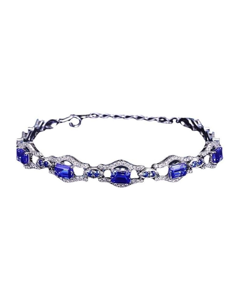 14K Gold Tanzanite Bracelet with Natural Blue Pendant and Delicate Sapphire, Beautiful Jewelry Gift, Gift for Mom Style2 $93....