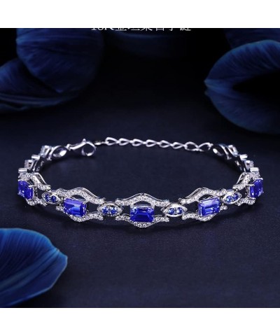 14K Gold Tanzanite Bracelet with Natural Blue Pendant and Delicate Sapphire, Beautiful Jewelry Gift, Gift for Mom Style2 $93....