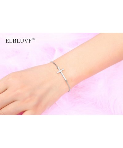 Stainless Steel 18K Yellow Rose Gold Plated Sideways Cross Adjustable Bracelet For Women Stainless steel $7.89 Bracelets