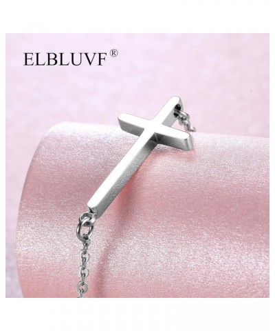 Stainless Steel 18K Yellow Rose Gold Plated Sideways Cross Adjustable Bracelet For Women Stainless steel $7.89 Bracelets