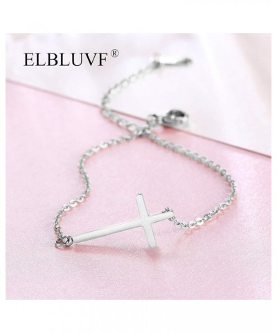 Stainless Steel 18K Yellow Rose Gold Plated Sideways Cross Adjustable Bracelet For Women Stainless steel $7.89 Bracelets