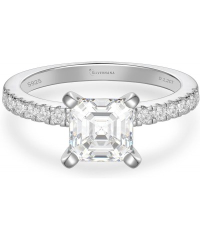 Moissanite Engagement Ring for Women Sterling Silver Wedding Ring with 18K White Gold Plated D Color VVS1 Moissanite Diamond ...