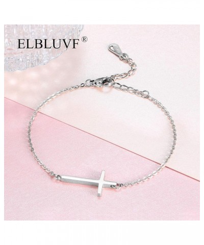 Stainless Steel 18K Yellow Rose Gold Plated Sideways Cross Adjustable Bracelet For Women Stainless steel $7.89 Bracelets