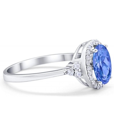 Halo Art Deco Oval Wedding Engagement Ring Cubic Zirconia 925 Sterling Silver Simulated Tanzanite CZ $11.48 Rings