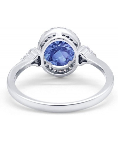 Halo Art Deco Oval Wedding Engagement Ring Cubic Zirconia 925 Sterling Silver Simulated Tanzanite CZ $11.48 Rings