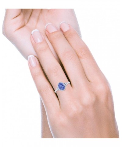 Halo Art Deco Oval Wedding Engagement Ring Cubic Zirconia 925 Sterling Silver Simulated Tanzanite CZ $11.48 Rings