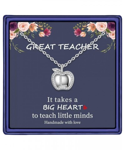 Teacher Gifts for Women Necklace, White Gold Plated Dainty Apple Necklace for Teacher Christmas Gifts Best Teacher Necklace J...