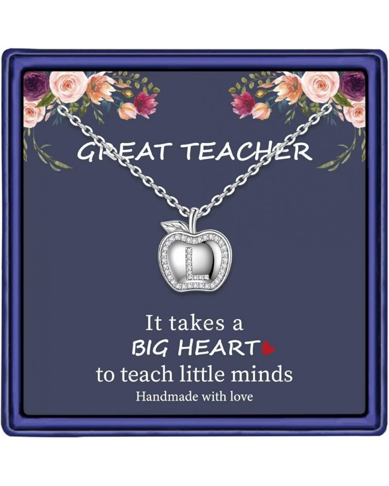 Teacher Gifts for Women Necklace, White Gold Plated Dainty Apple Necklace for Teacher Christmas Gifts Best Teacher Necklace J...