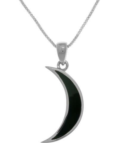 Dark Crescent Moon Sterling Silver Pendant Necklace 18" Created Black Onyx $29.15 Necklaces