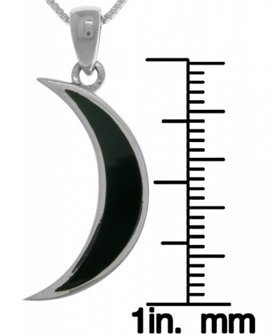 Dark Crescent Moon Sterling Silver Pendant Necklace 18" Created Black Onyx $29.15 Necklaces