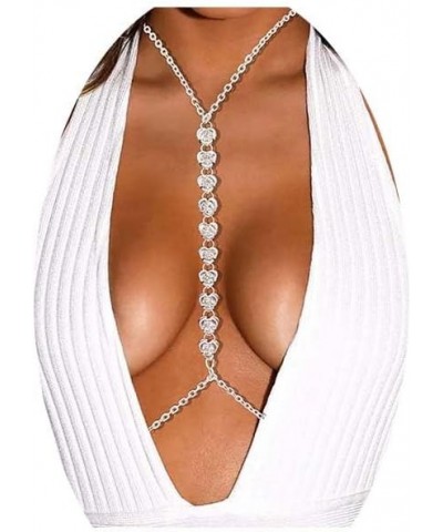 Sexy Body Chain Crystal Bikini Bra Top Rhinestone Bra Chains Silver Chest Chain for Women and Girls LoveS $10.01 Body Jewelry