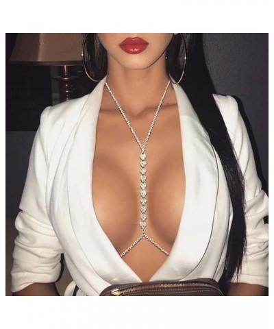 Sexy Body Chain Crystal Bikini Bra Top Rhinestone Bra Chains Silver Chest Chain for Women and Girls LoveS $10.01 Body Jewelry