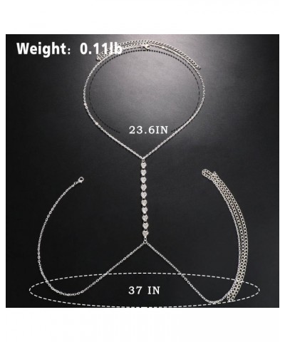 Sexy Body Chain Crystal Bikini Bra Top Rhinestone Bra Chains Silver Chest Chain for Women and Girls LoveS $10.01 Body Jewelry