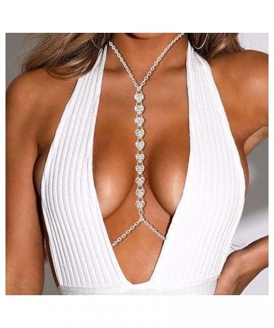 Sexy Body Chain Crystal Bikini Bra Top Rhinestone Bra Chains Silver Chest Chain for Women and Girls LoveS $10.01 Body Jewelry