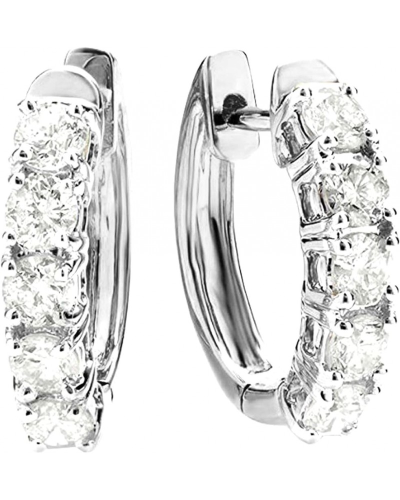 1-6 Carat 5 Stone Diamond Huggies Diamond Hoop Earrings Value Collection Platinum 2.5 carats $486.20 Earrings