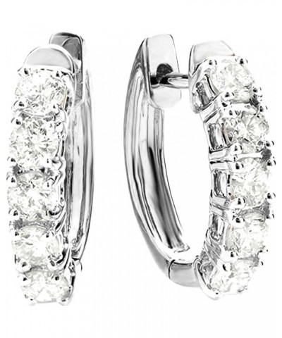 1-6 Carat 5 Stone Diamond Huggies Diamond Hoop Earrings Value Collection Platinum 2.5 carats $486.20 Earrings