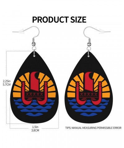 Coat Of Arms Of French Polynesia Leather Earrings Women Fashion Pendant Teardrop Earrings Lightweight Ladies Dangle $11.63 Ea...