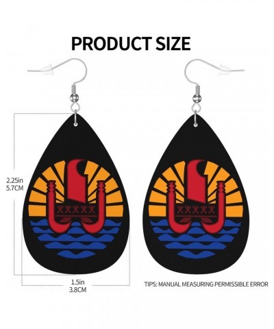 Coat Of Arms Of French Polynesia Leather Earrings Women Fashion Pendant Teardrop Earrings Lightweight Ladies Dangle $11.63 Ea...