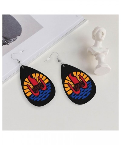 Coat Of Arms Of French Polynesia Leather Earrings Women Fashion Pendant Teardrop Earrings Lightweight Ladies Dangle $11.63 Ea...