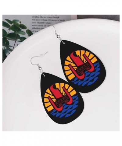 Coat Of Arms Of French Polynesia Leather Earrings Women Fashion Pendant Teardrop Earrings Lightweight Ladies Dangle $11.63 Ea...