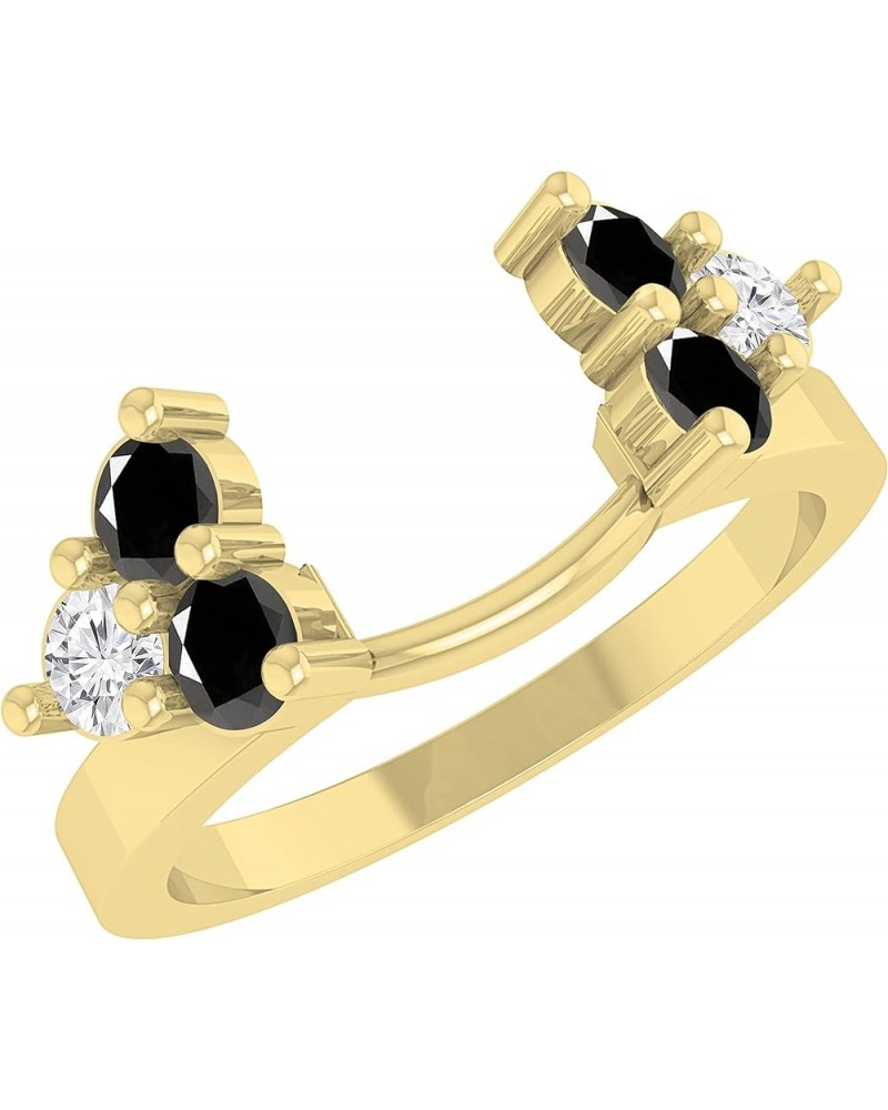 6 Stone Round Gemstone and Diamond Wrap Guard Enhancer Ring for Women in 14K Gold Black Diamond in 14K Yellow Gold $277.01 Rings