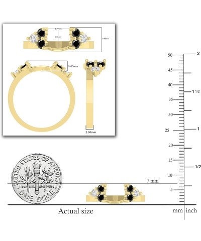 6 Stone Round Gemstone and Diamond Wrap Guard Enhancer Ring for Women in 14K Gold Black Diamond in 14K Yellow Gold $277.01 Rings