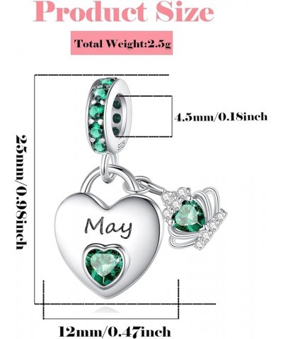 Birthstone Charms for Charms Bracelet: 925 Sterling Silver Heart Dangle Charms for Bracelets and Necklaces, Birthday Mother's...