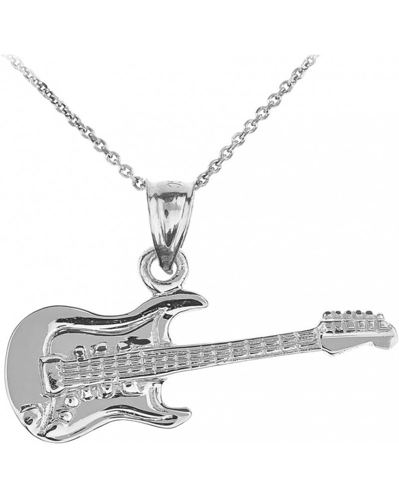 925 Sterling Silver Music Charm Electric Guitar Pendant Necklace 20.0 Inches $23.93 Necklaces