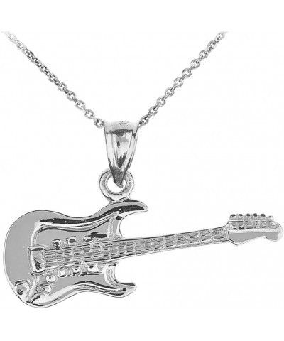 925 Sterling Silver Music Charm Electric Guitar Pendant Necklace 20.0 Inches $23.93 Necklaces