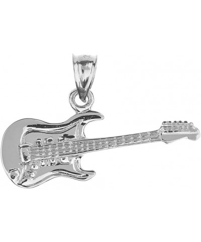 925 Sterling Silver Music Charm Electric Guitar Pendant Necklace 20.0 Inches $23.93 Necklaces