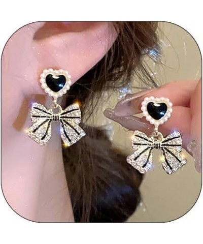 Bow Earrings Gold Silver Bow Earrings for Women Exquisite and Elegant Pearl Bow Earrings Bow Earrings Stud pearl $7.27 Earrings