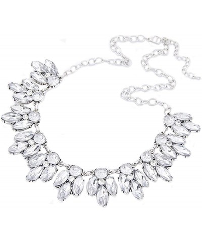 Necklaces Luxury Women Shiny Inlaid Pendant Bib Necklace Chain Party Jewelry Necklace Silver $6.33 Necklaces