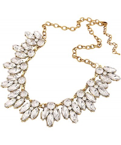 Necklaces Luxury Women Shiny Inlaid Pendant Bib Necklace Chain Party Jewelry Necklace Silver $6.33 Necklaces