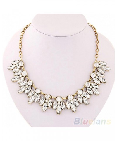 Necklaces Luxury Women Shiny Inlaid Pendant Bib Necklace Chain Party Jewelry Necklace Silver $6.33 Necklaces