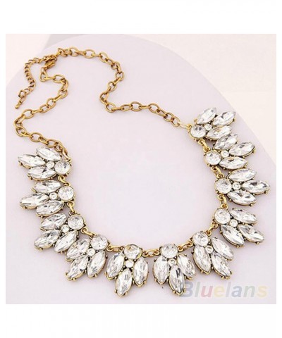 Necklaces Luxury Women Shiny Inlaid Pendant Bib Necklace Chain Party Jewelry Necklace Silver $6.33 Necklaces