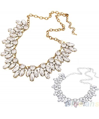 Necklaces Luxury Women Shiny Inlaid Pendant Bib Necklace Chain Party Jewelry Necklace Silver $6.33 Necklaces