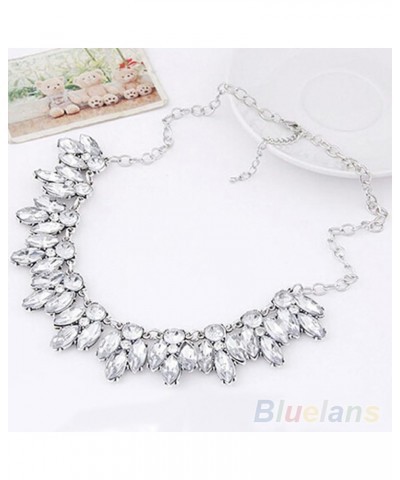 Necklaces Luxury Women Shiny Inlaid Pendant Bib Necklace Chain Party Jewelry Necklace Silver $6.33 Necklaces