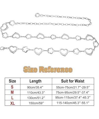 Long Tassel Waist Chain Belt for Women, Adjustable Metal Body Belly Belt Chain for Dress Silver Flower M: (Fit Waist 110cm/43...