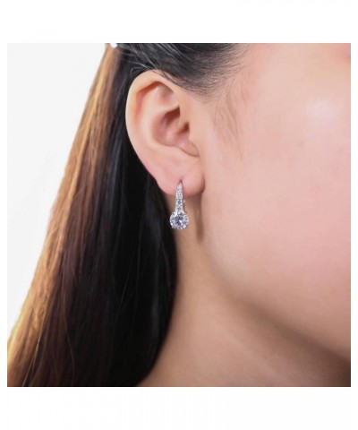 Sterling Silver Cubic Zirconia CZ Leverback Dangle Drop Earrings for Women Rhodium Plated $23.10 Earrings