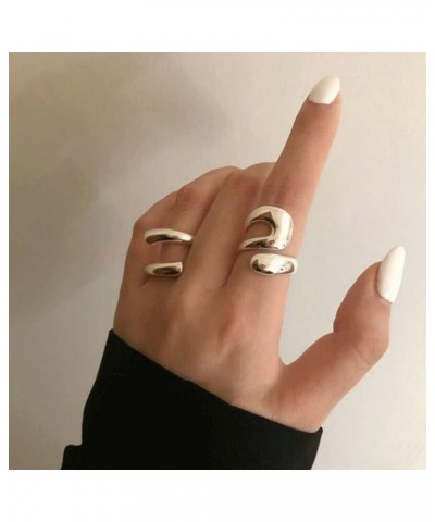 Adjustable Sterling Silver Rings 925 Double Lines Shape Personality Ring Fine Jewelry for Women Party Accessories $10.79 Rings