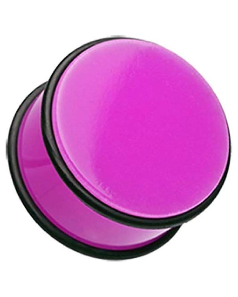 Neon Colored Acrylic No Flare Ear Gauge Plug 6 GA (4mm), Purple $8.15 Body Jewelry